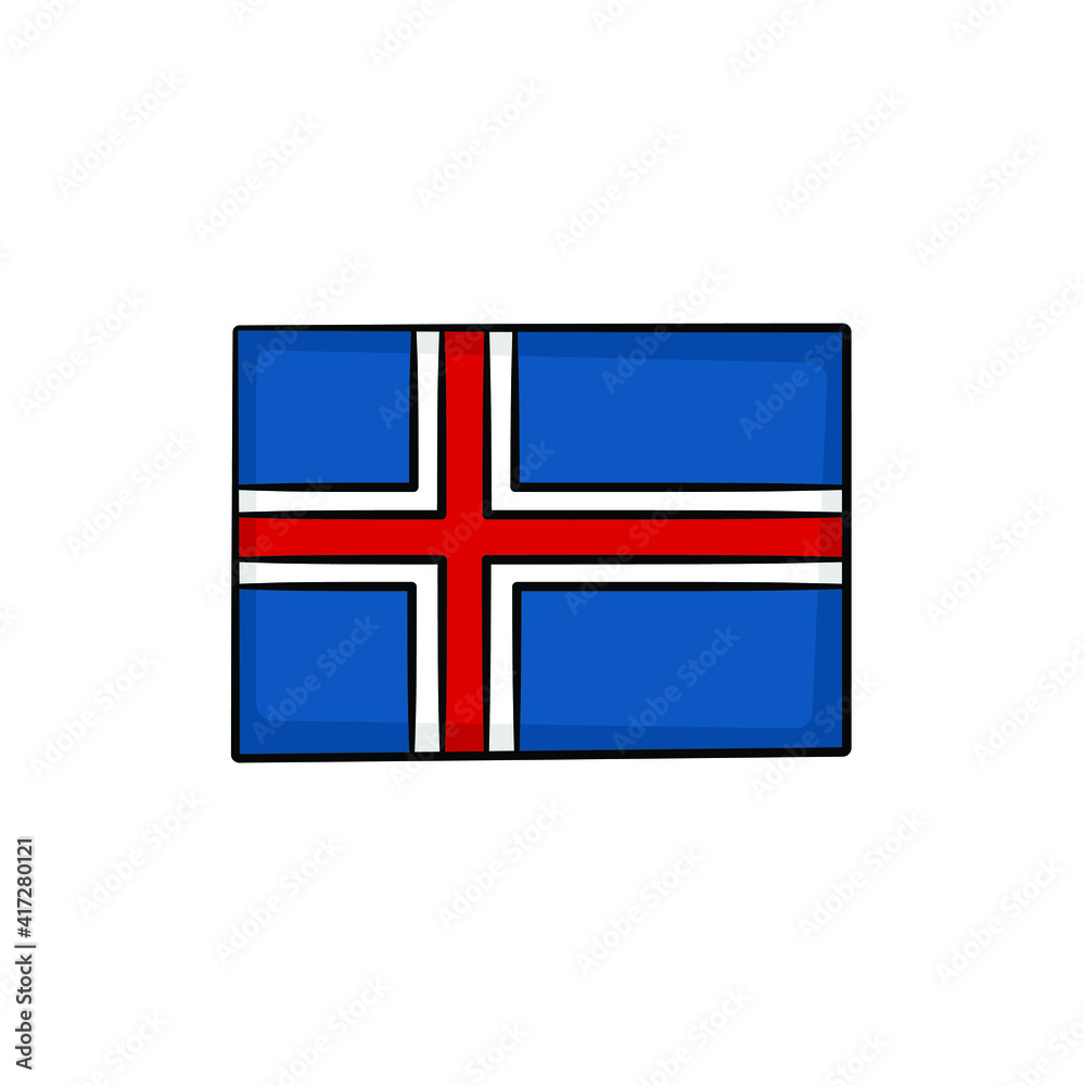 Obraz premium Iceland flag in drawing style isolated vector. Hand drawn object illustration for your presentation, teaching materials or others.