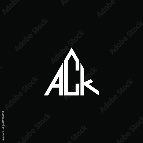 A C K letter logo vector design on black color background. ack icon