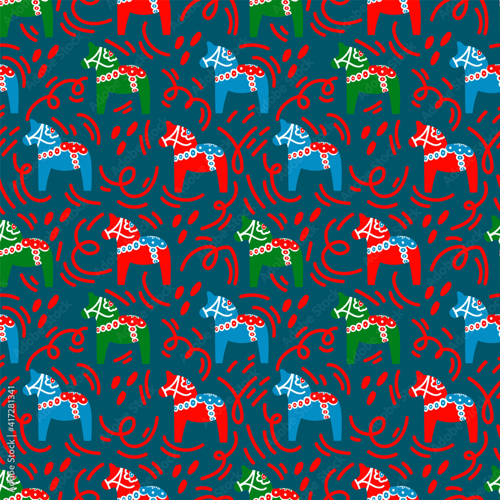 The background is a symbol of good luck. The horse gave for good luck. Illustrations of colored horses. A pattern for luck drawn by hand. Vector illustration The background is a symbol of good luck. The horse gave for good luck. Illustrations of colored horses. A pattern for luck drawn by hand. Vector illustration