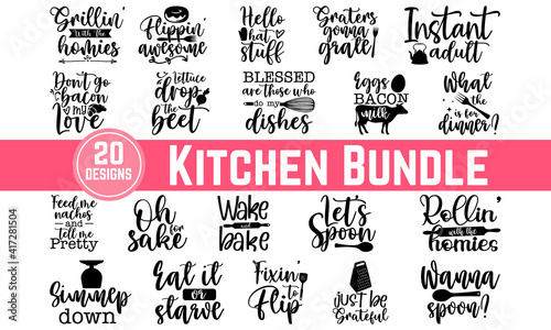 kitchen unique typography design, decoration, prints and posters, Handwritten lettering quote about food and cooking. Vector calligraphy Set icons and symbols