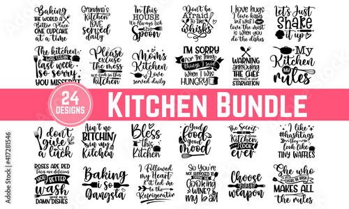 Hand drawn kitchen quotes set, Inspirational vector typography, Wall decor art prints collection, decoration isolated on white background