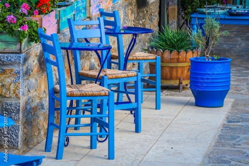 Table and Chairs Traditional Village Crete Greece © AllinCrete