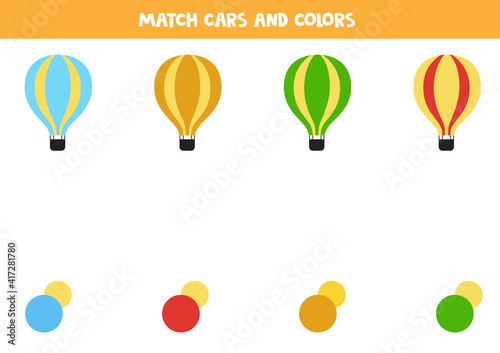 Color matching game for kids. Match air balloons and colors.