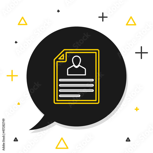 Line Resume icon isolated on white background. CV application. Searching professional staff. Analyzing personnel resume. Colorful outline concept. Vector.