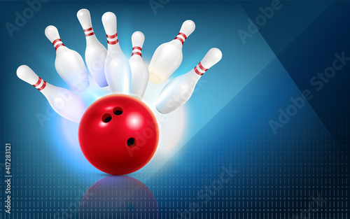 Bowling Strike Realistic Composition