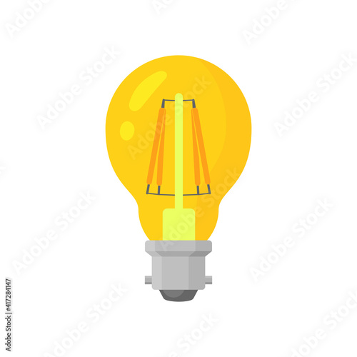LED yellow light lamp bulb vector colorful icon, isolated on white background