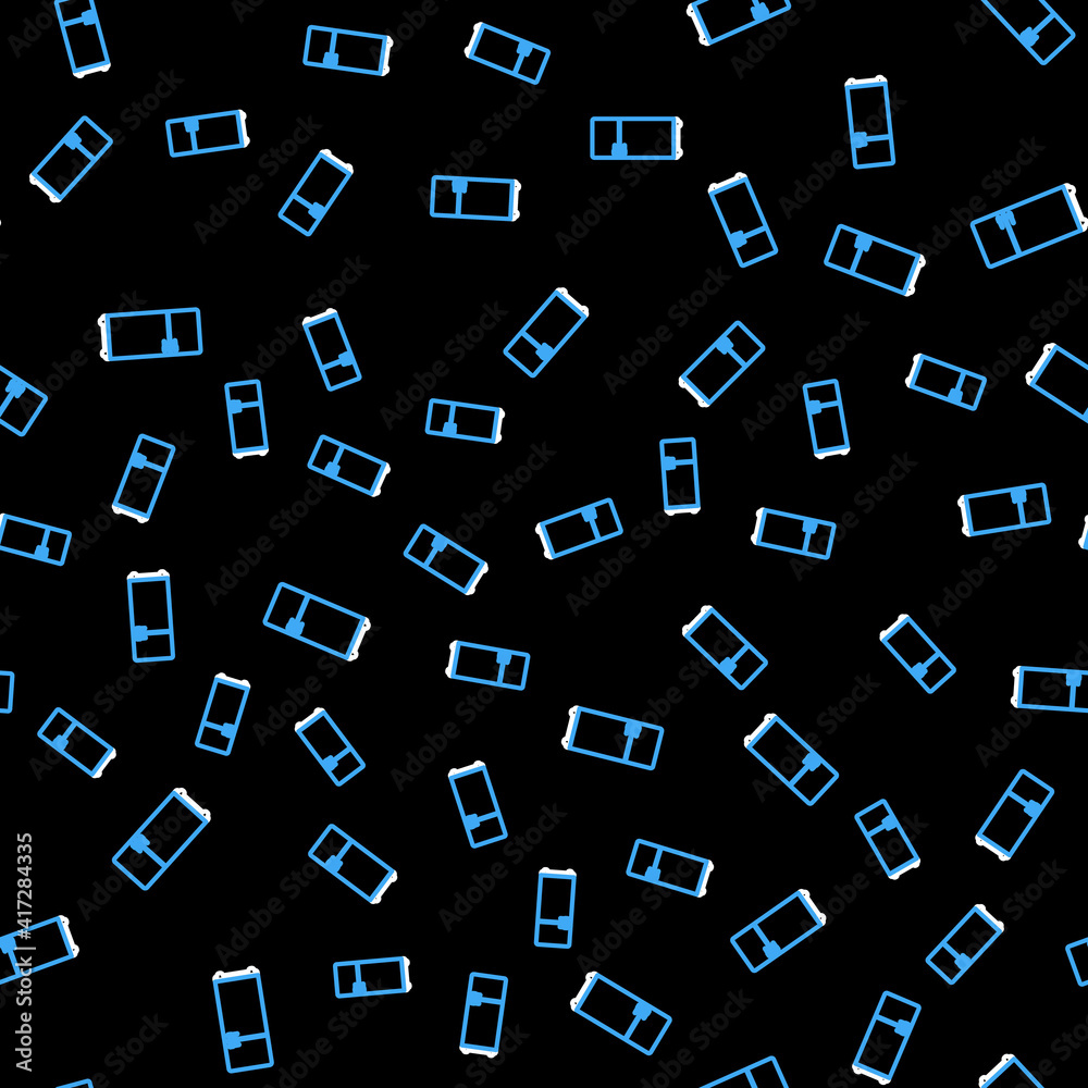 Line Refrigerator icon isolated seamless pattern on black background. Fridge freezer refrigerator. Household tech and appliances. Vector.