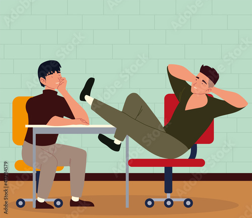 men sitting office