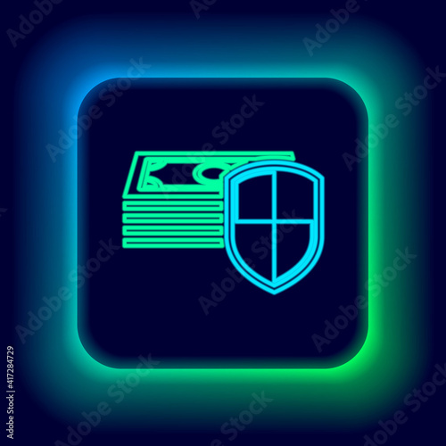 Glowing neon line Power bank icon isolated on black background. Portable charging device. Colorful outline concept. Vector.