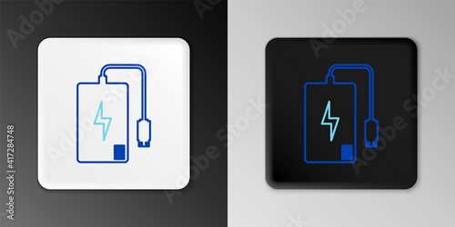 Line Smartphone battery charge icon isolated on grey background. Phone with a low battery charge. Colorful outline concept. Vector.