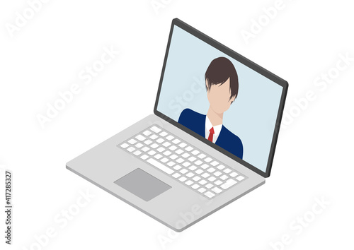 オンライン就活・面談・商談・会議のイラスト素材