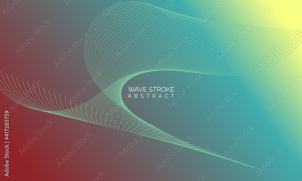 Wave line of flowing particles abstract vector background, smooth curvy shape dots fluid array. 3d shape dots blended mesh, future technology relaxing wallpaper.