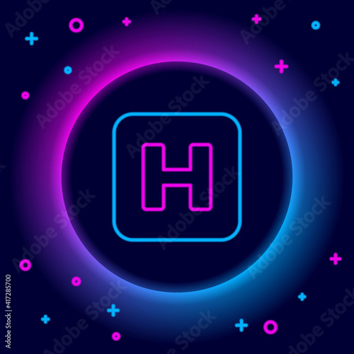 Glowing neon line Hospital sign icon isolated on black background. Colorful outline concept. Vector.