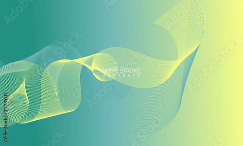 Wave line of flowing particles abstract vector background, smooth curvy shape dots fluid array. 3d shape dots blended mesh, future technology relaxing wallpaper.