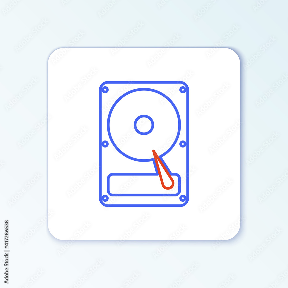 Line Hard disk drive HDD icon isolated on white background. Colorful outline concept. Vector. Line Hard disk drive HDD icon isolated on white background. Colorful outline concept. Vector.