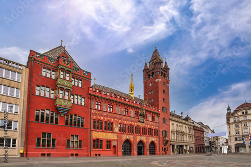 Basel Switzerland, city skyline at Basel Town Hall