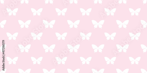 Pink and white butterfly boarder, vector pattern background