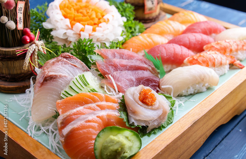 delicious japanese food sushi arrangement