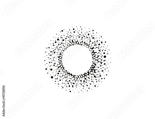 Halftone dots in circle form, logo. Vector illustration.