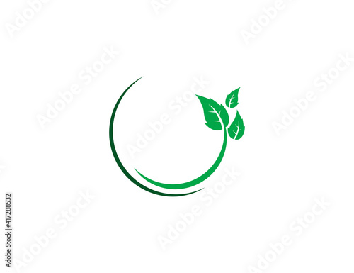 Green leaf, Eco icon on white background. Vector illustration.