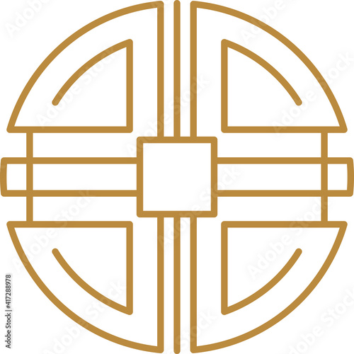 Chinese round frame and outline elements. Oriental decorations.