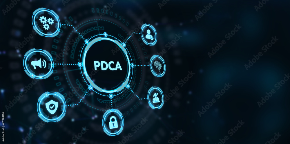 PDCA Plan Do Act Check Business technology concept. Technology, Internet and network concept.