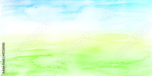 新緑　水彩　空　背景