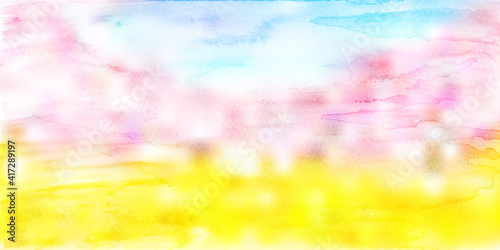 桜　水彩　春　風景