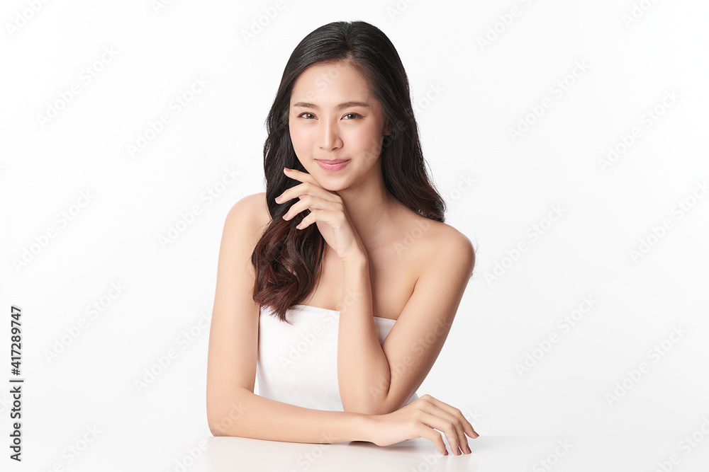 Beautiful young asian woman with clean fresh skin on white background, Face care, Facial treatment, Cosmetology, beauty and spa, Asian women portrait Beautiful young asian woman with clean fresh skin on white background, Face care, Facial treatment, Cosmetology, beauty and spa, Asian women portrait
