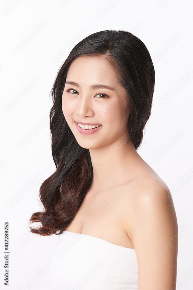Beautiful young asian woman with clean fresh skin on white background, Face care, Facial treatment, Cosmetology, beauty and spa, Asian women portrait Beautiful young asian woman with clean fresh skin on white background, Face care, Facial treatment, Cosmetology, beauty and spa, Asian women portrait