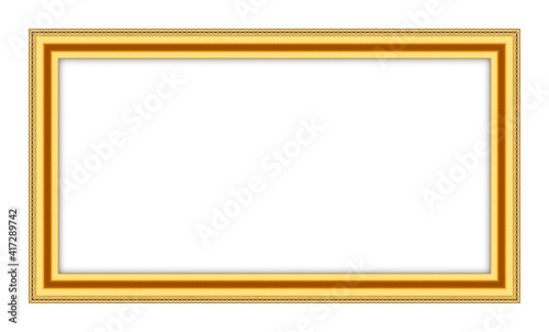 Golden picture frames isolated on white background
