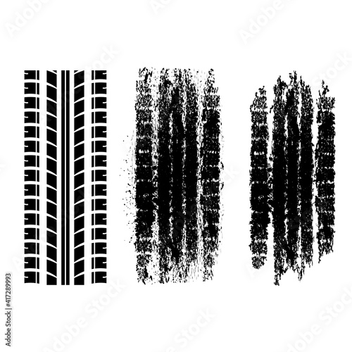 Grunge tire tracks set