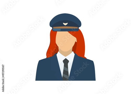 Female pilot figure. Simple flat illustration.
