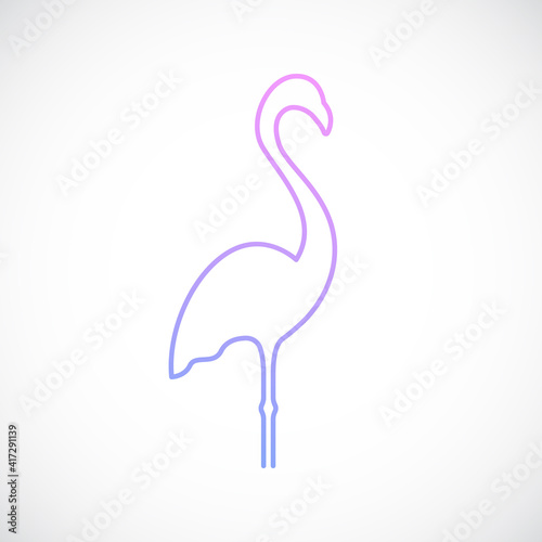 Flamingo emblem in simple line style. Beautiful Flamingo illustration. Vector one line art.