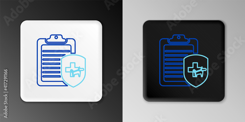 Line Clipboard with medical clinical record pet icon isolated on grey background. Health insurance form. Medical check marks report. Colorful outline concept. Vector.