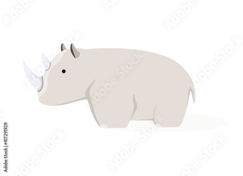 cute rhino on a white background. Safari Animals
