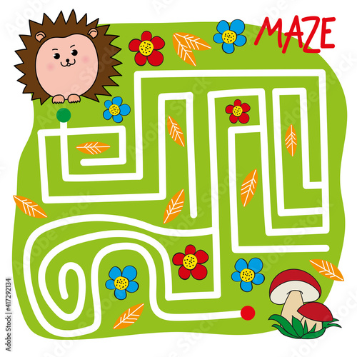 Go through the maze. Educational logic game for children. Puzzle, educational vector illustration, cartoon.