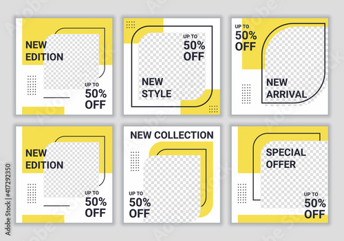 Set of social media post template for special offer. Promotional web banner for social media. Fashion and lifestyle blog templates, web/internet ads, brochure designs. Vector illustration.