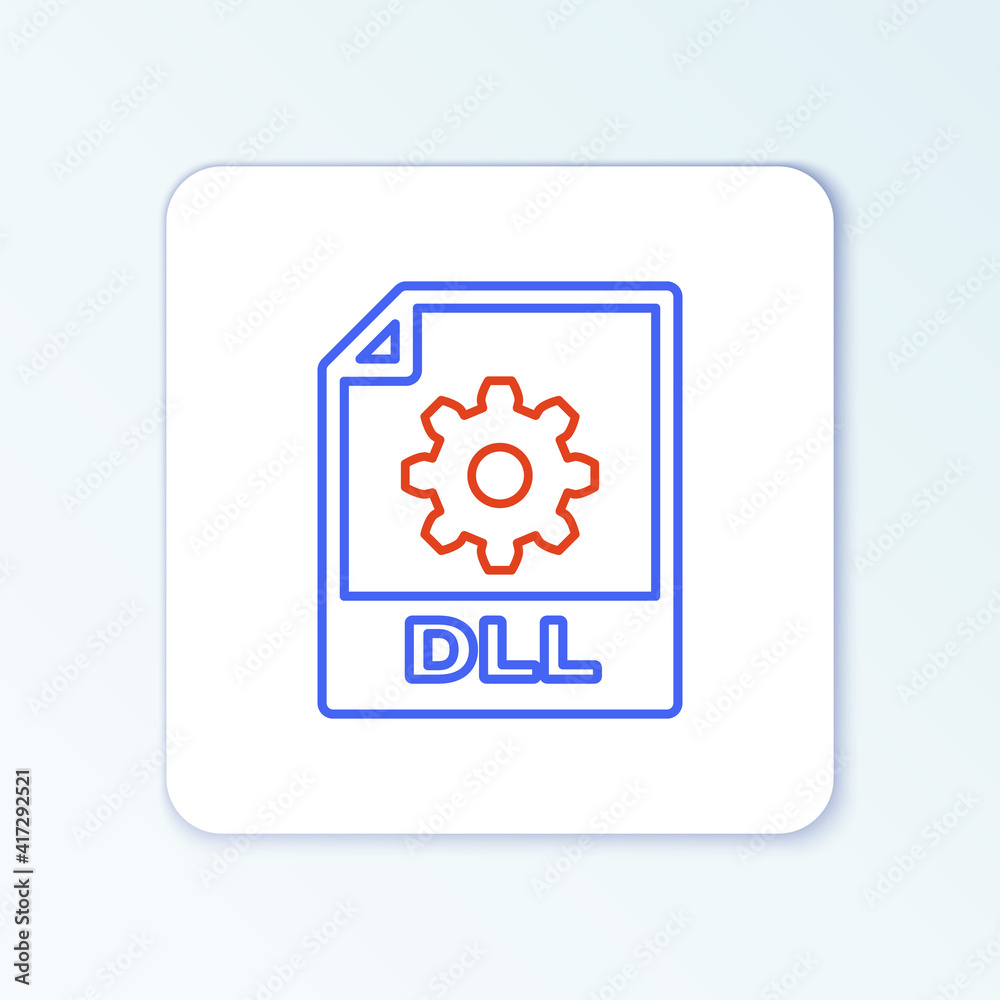 Line DLL file document. Download dll button icon isolated on white background. DLL file symbol. Colorful outline concept. Vector. Line DLL file document. Download dll button icon isolated on white background. DLL file symbol. Colorful outline concept. Vector.