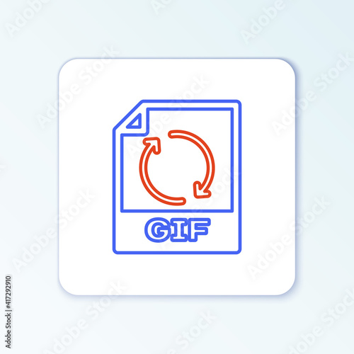 Line GIF file document. Download gif button icon isolated on white background. GIF file symbol. Colorful outline concept. Vector.
