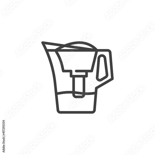 Filter water jug line icon. linear style sign for mobile concept and web design. Water filtration container outline vector icon. Symbol  logo illustration. Vector graphics