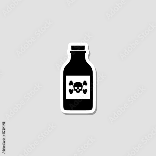 Poison in bottle sticker icon isolated on white background