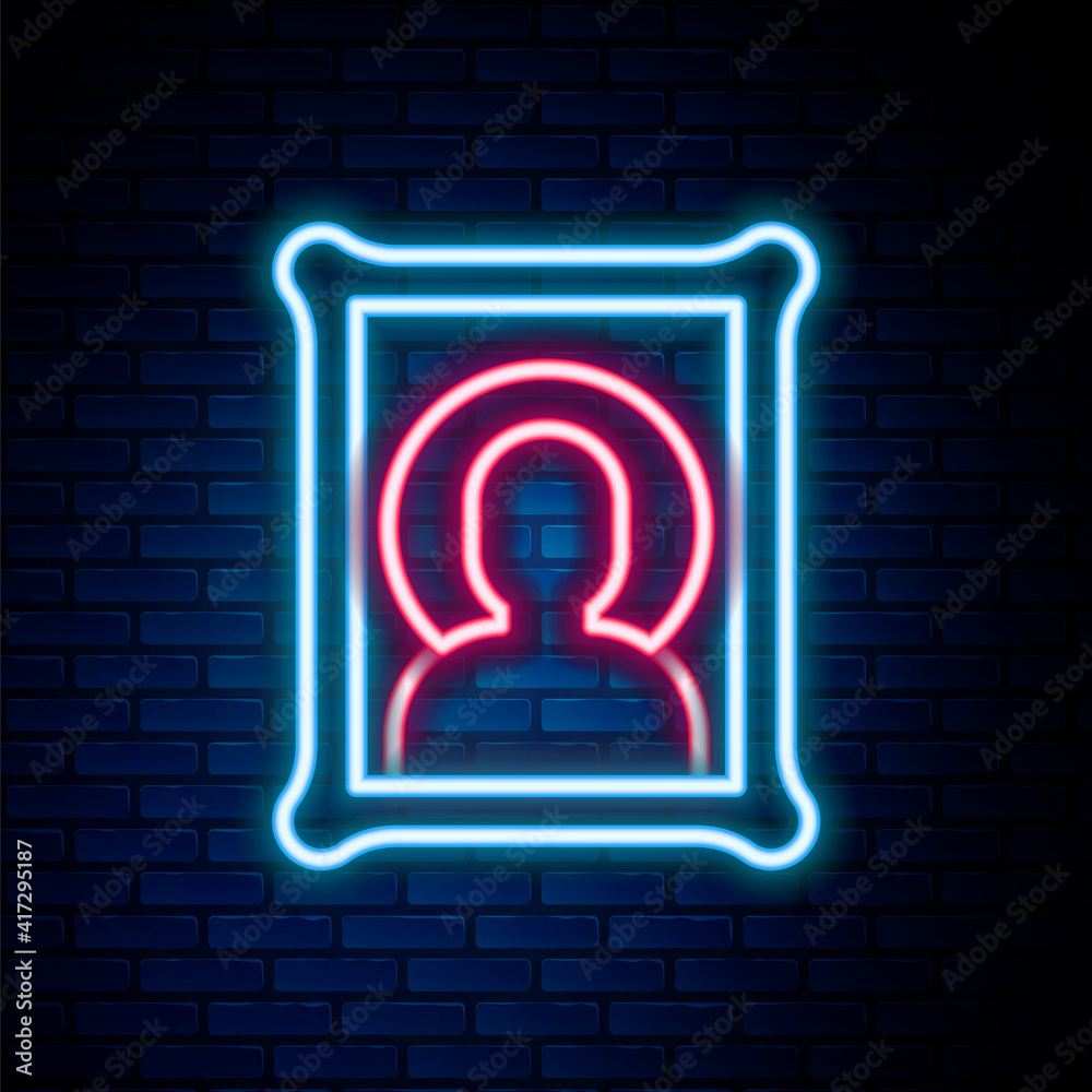 Glowing neon line Christian icon isolated on brick wall background. Colorful outline concept. Vector. Glowing neon line Christian icon isolated on brick wall background. Colorful outline concept. Vector.