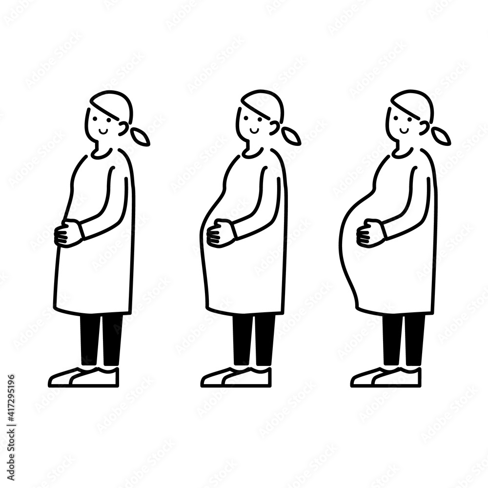 妊婦さんお腹の大きさ3パターンイラスト素材 Stock ベクター Adobe Stock