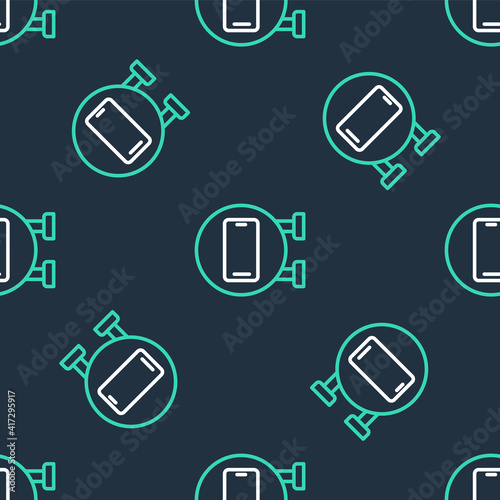 Line Phone repair service icon isolated seamless pattern on black background. Adjusting, service, setting, maintenance, repair, fixing. Vector.