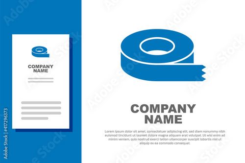 Blue Scotch tape icon isolated on white background. Insulating tape. Logo design template element. Vector.