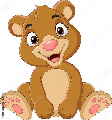 Cartoon funny baby bear sitting