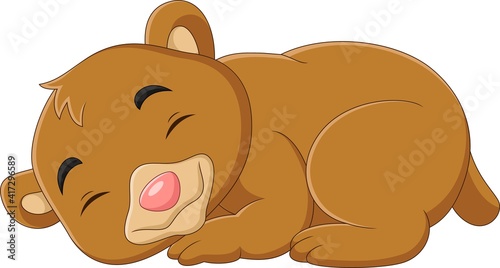 Cartoon funny baby bear sleeping