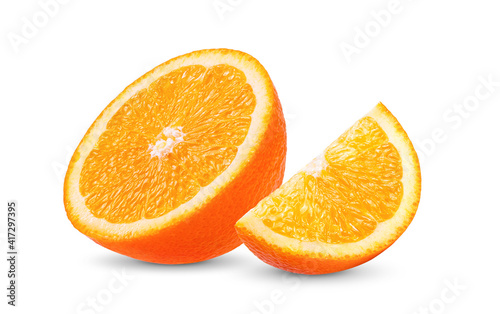 Ripe half of orange citrus fruit isolated