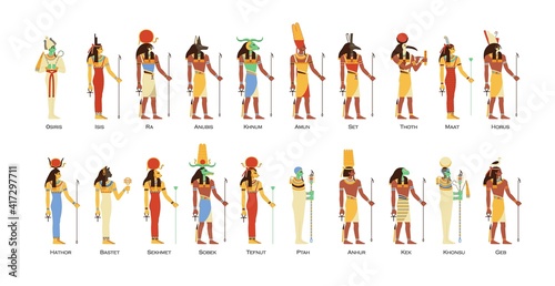 Stampa su tela Set of Egyptian gods and goddesses